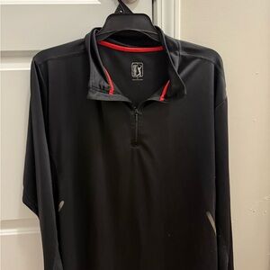 PGA Tour Black and Red Lightweight Quarter-Zip Jacket